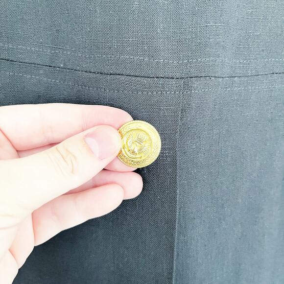 New Classics Vintage Black Linen Blend Button Front Sheath Dress - Picture 4 of 8